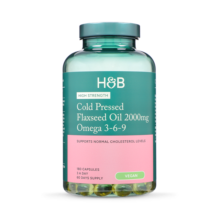 Holland & Barrett Cold Pressed Flaxseed Oil 2000mg Omega 3-6-9 180 Capsules